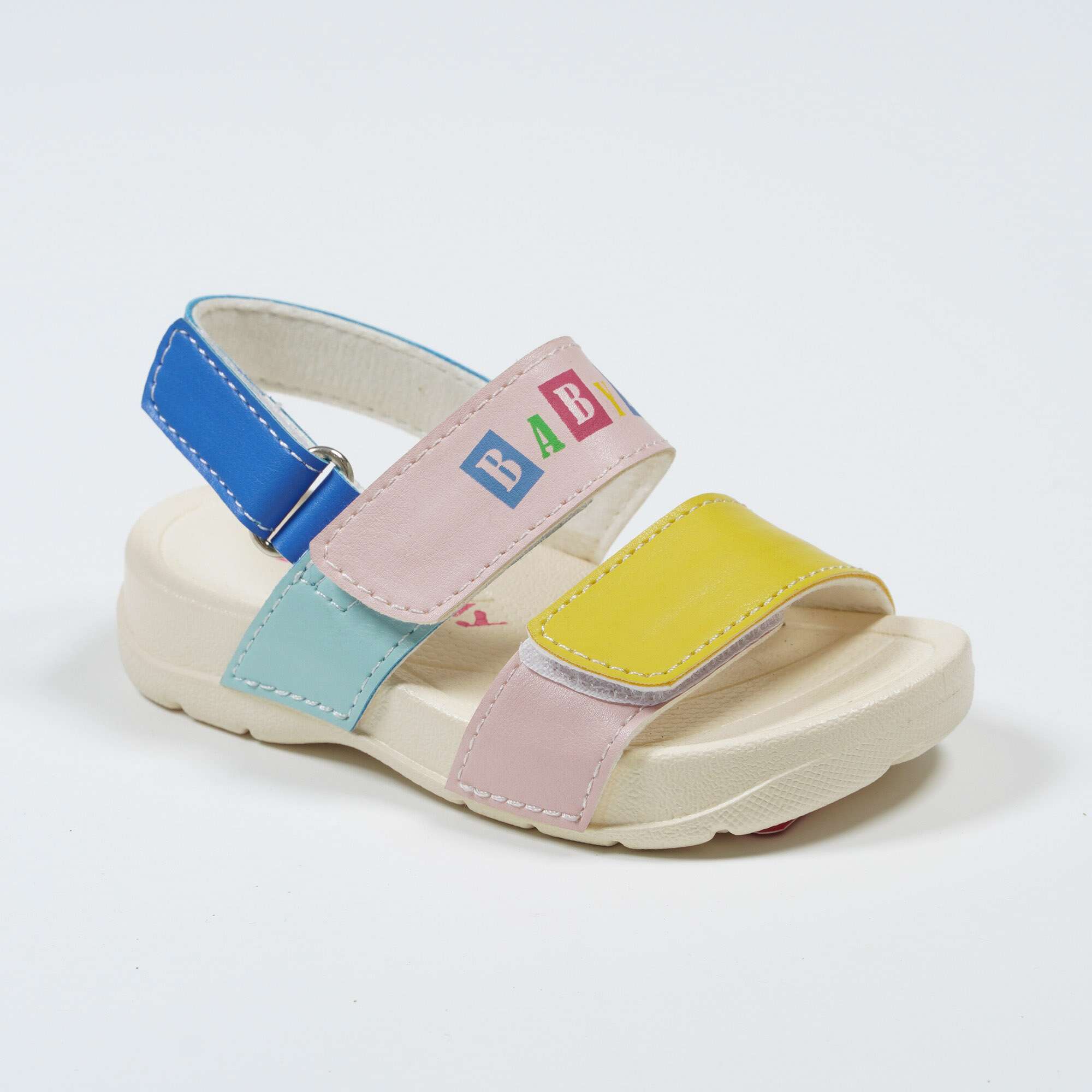 Cute-Multicolor-PVC-Outsole-Velcro-Sandals-YDX2311C-2-baby-yellow