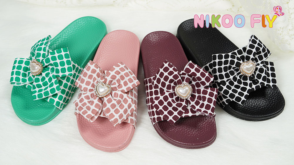 New-Arrival-Girls-Lovely-Textile-Slipper-with-Bow-Tie-EVA-Outsole-Stylish-Slippers-NMD8010A-1