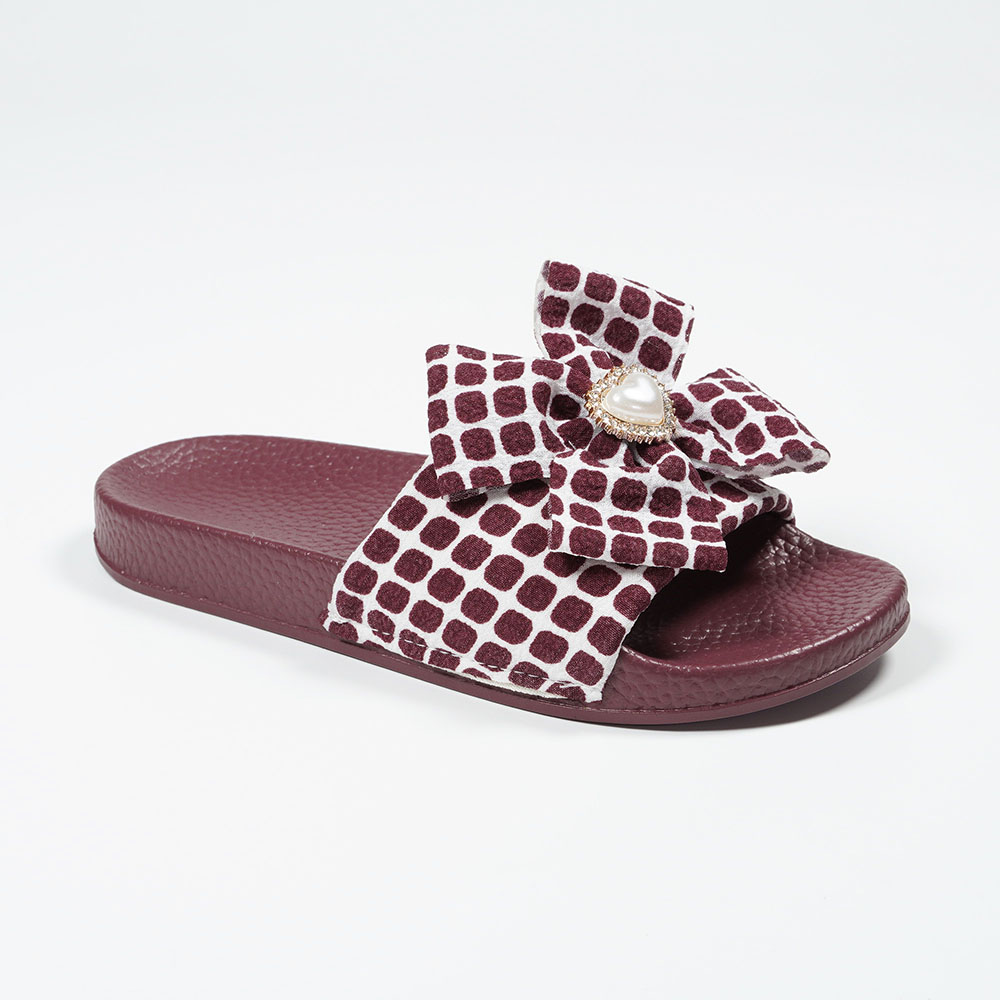 New-Arrival-Girls-Lovely-Textile-Slipper-with-Bow-Tie-EVA-Outsole-Stylish-Slippers-NMD8010A-1-wine-red