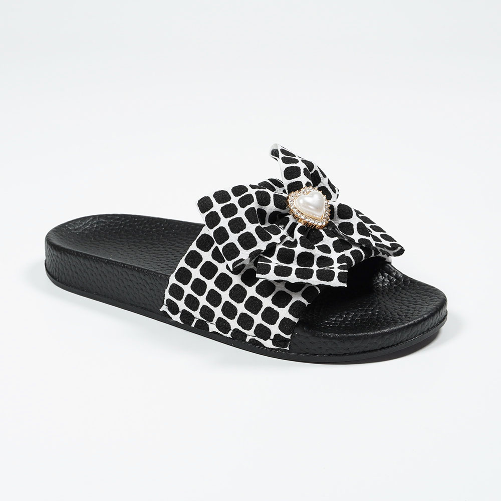 New-Arrival-Girls-Lovely-Textile-Slipper-with-Bow-Tie-EVA-Outsole-Stylish-Slippers-NMD8010A-1-black