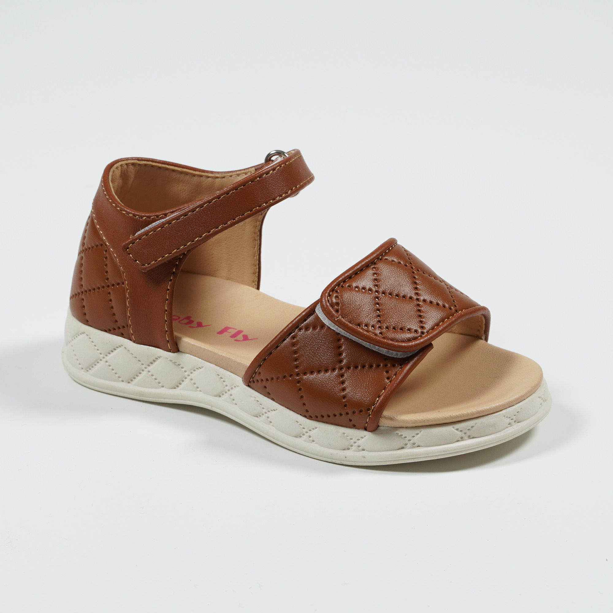 Nikoofly-2023-New-Arrivals-Plaid-Smbossed-Kids-Sandals-YDX9237-1-brown